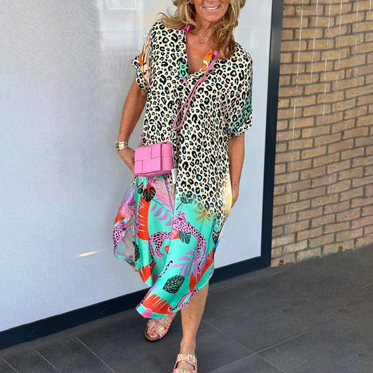 👗Élisabeth™ | Robe d'été fluide à imprimé éclatant et col en V